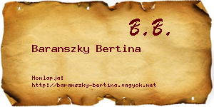 Baranszky Bertina névjegykártya